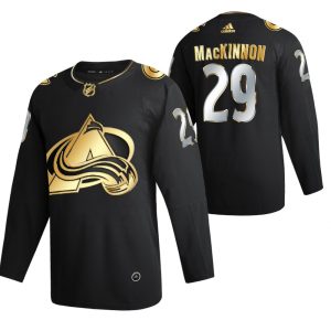 Herren Colorado Avalanche Eishockey Trikot Nathan Mackinnon #29 Schwarz 2021 Golden Edition Limited Authentic